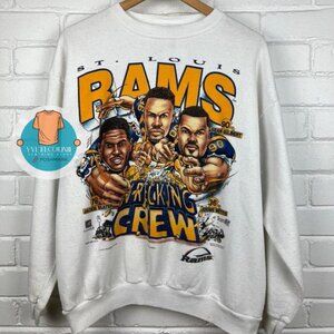 1995 St Louis Rams Wrecking Bettis Gilbert Caricature NFL Shirt Sweatshirt Retro